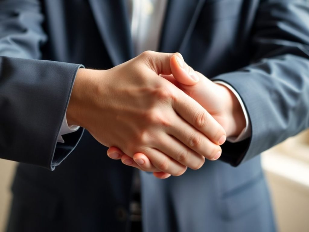 Întâlnire de afaceri cu strângere de mână.