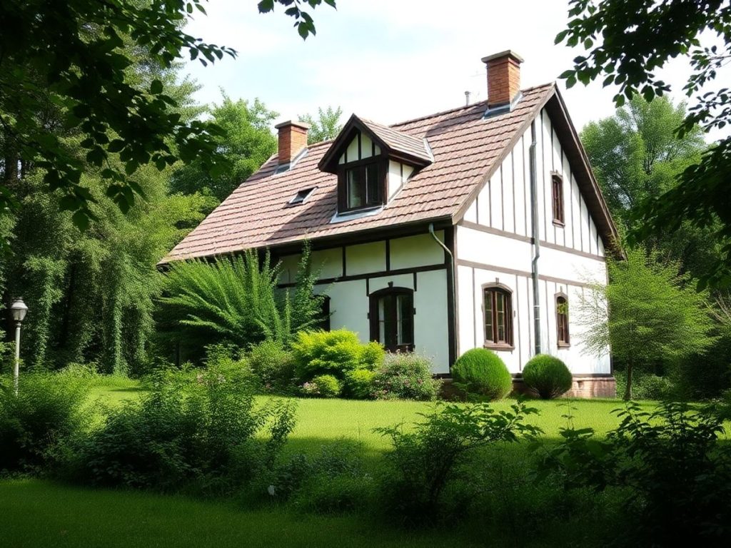 Casă tradițională românească în natură, simbolizând moștenirea.