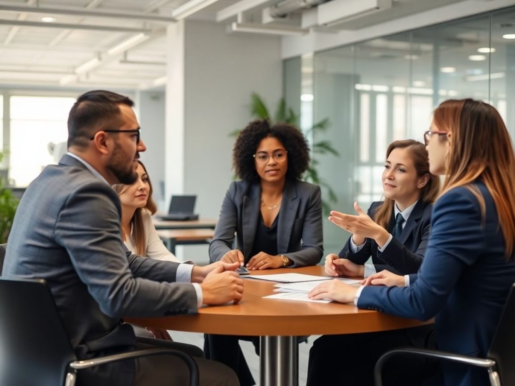 Discuție între angajați și angajatori despre drepturile muncii.