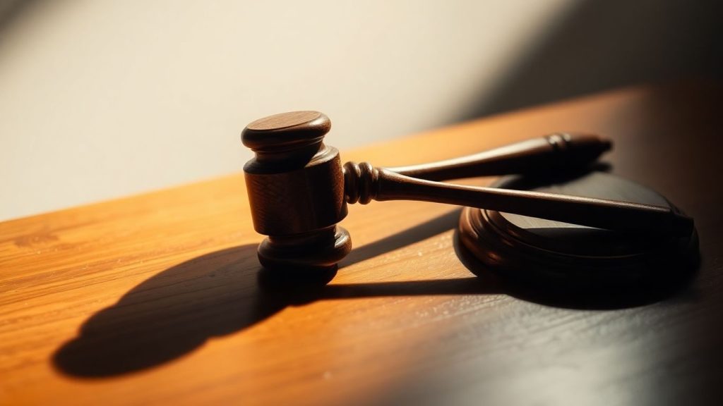 Ciocan de judecată pe suprafață din lemn